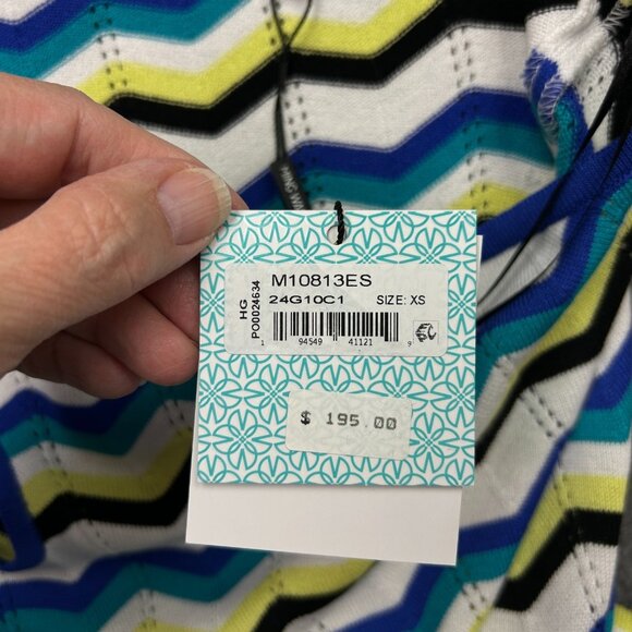 Ming Wang One Shoulder Column Maxi Dress Women's Size XS Chevron Knit NWT - Picture 6 of 13